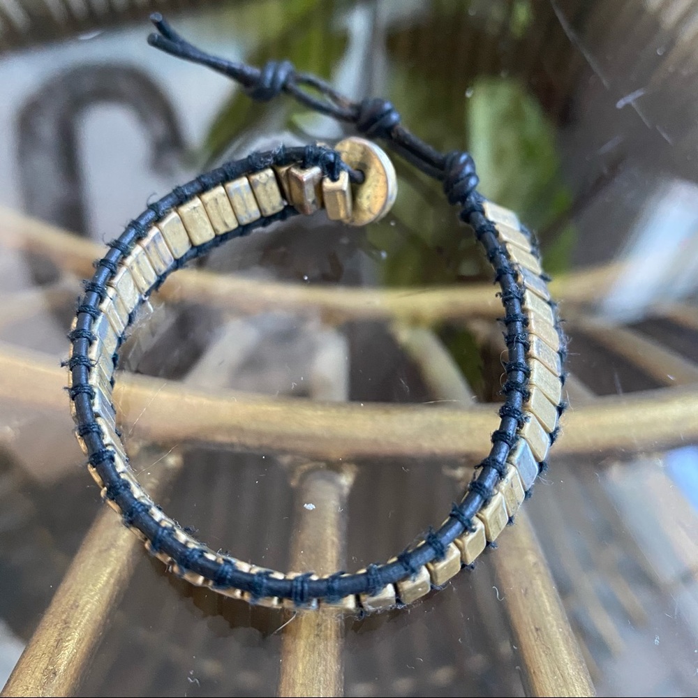 Gold & Leather Bracelet